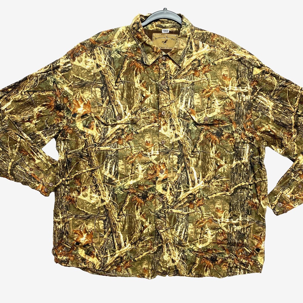 North River Shirt Mens XL Brown Long Sleeve Camo Hunting Button Up